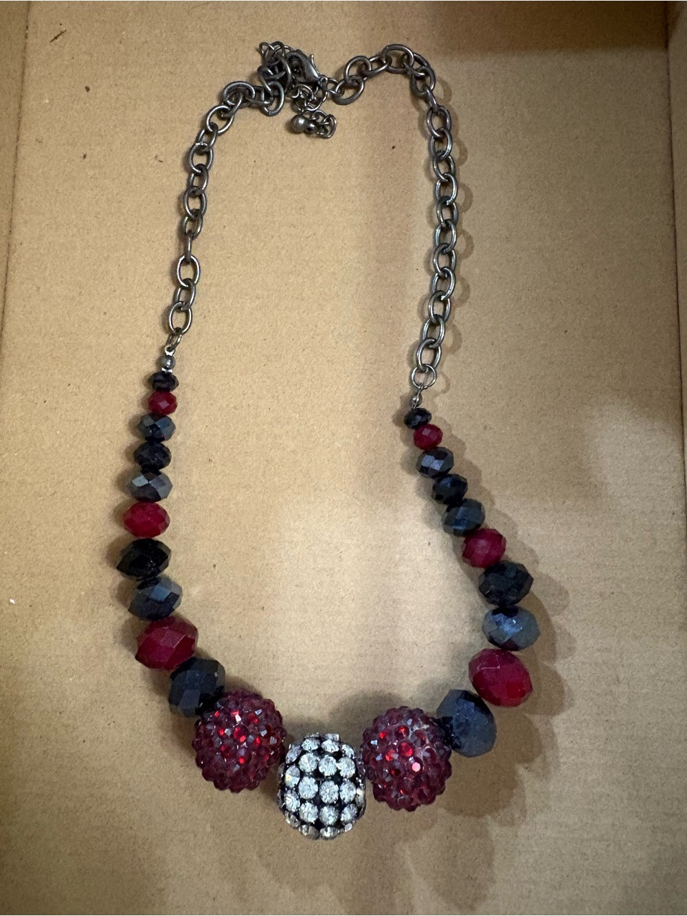 Sparkling Red & Black Beaded Statement Necklace